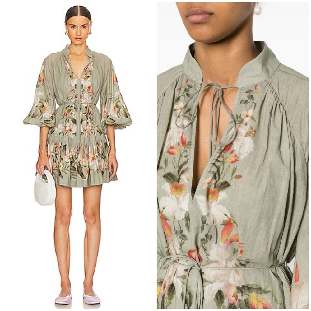 House of Harlow 1960 ~ Floral Print Long Puff Sleeve Mini Dress